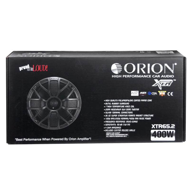 Orion XTR65.2 6.5" 2-Way XTR Series 400W 4 Ohm Coaxial Speaker System (Pair) Orion