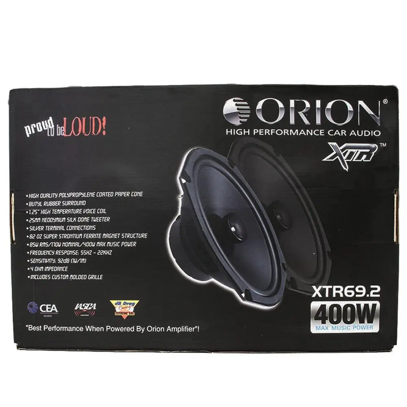 Orion XTR69.2 XTR 6x9 inch Car Audio 2-Way Coaxial Speakers 4 ohms 400 Watts Max (Pair) Orion