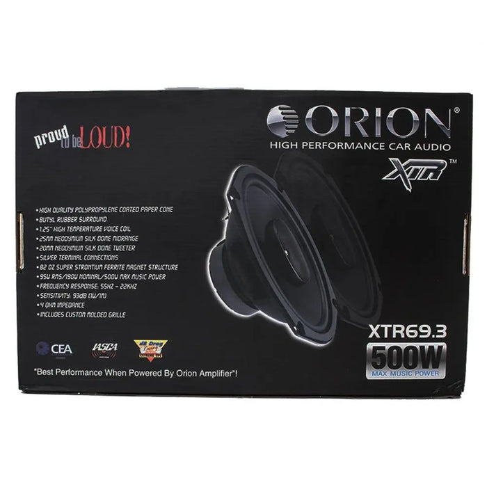Orion XTR69.3 XTR 6x9 inch Car Audio 3Way Coaxial Speakers 4 ohms 500