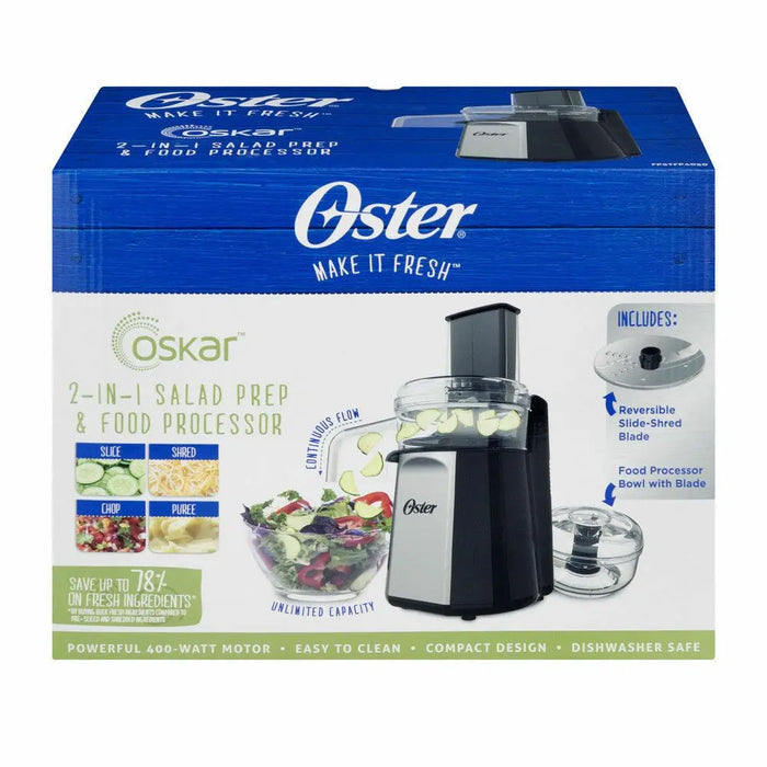 Oster Oskar 2-in-1 Salad Prep & Food Processor, Black/Silver (FPSTFP4050) Oster