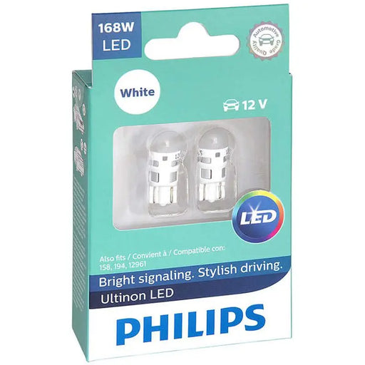 Philips 168 Ultinon White LED Bulb Interior Lights OE Replace 2-Pack 168ULWX2 Philips