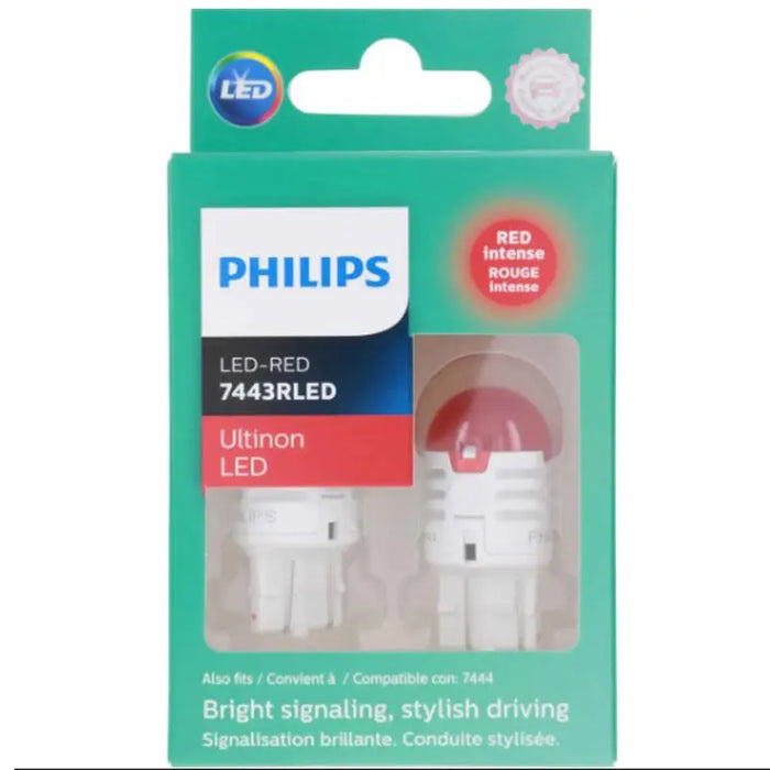 Philips 7443RULRX2 Red LED Bright Reverse Back Up Tail Brake Stop Turn Light Bulb pair Philips