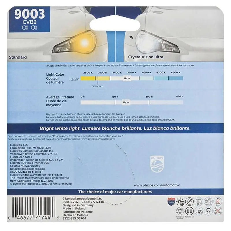 Philips 9003 HB2 60/55W Crystal Vision Ultra HID Look Headlight (Pair) Philips