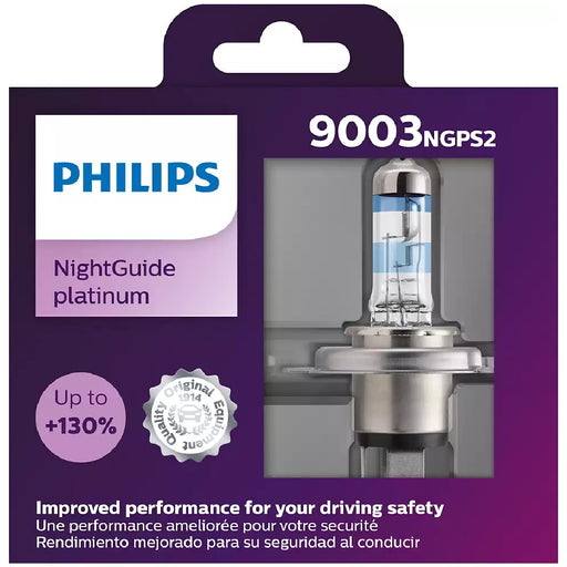 Philips 9003NGPS2 NightGuide Platinum 55W 12V Halogen Car Headlight Bulb (Pack of 2) Philips