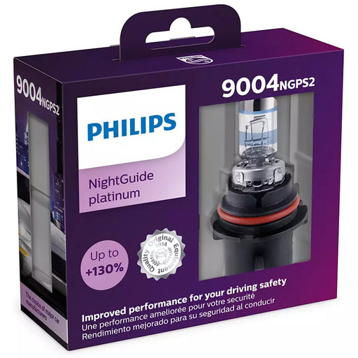 Philips 9004NGPS2 NightGuide Platinum 55W 12V Halogen Car Headlight Bulb (Pack of 2) Philips