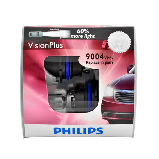 Philips 9004VPS2 Vision Plus Halogen Low and High Beam Headlight Replacement Bulb- Pack of 2 Philips