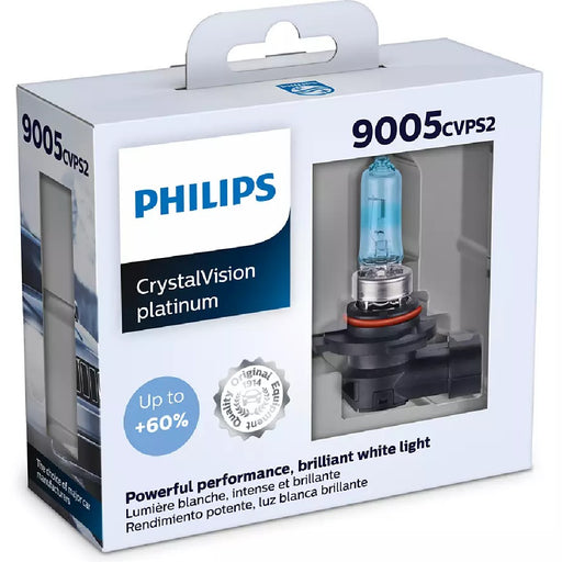 Philips 9005CVPS2 9005 CrystalVision Platinum 55W 12V Halogen Car Headlight Bulb (Pack of 2) Philips