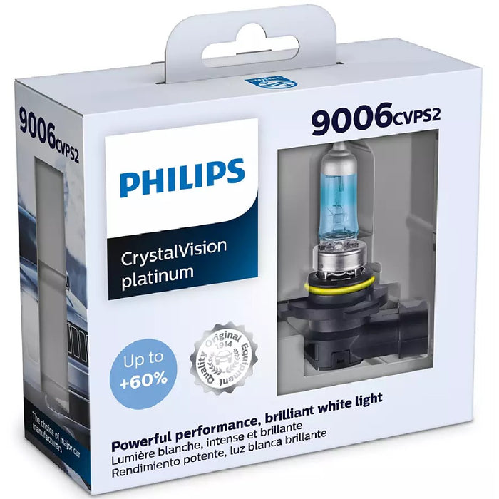 Philips 9006CVPS2 9006 CrystalVision Platinum 55W 12V Halogen Car Headlight Bulb (Pack of 2) Philips
