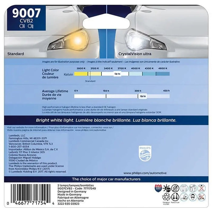 Philips 9007 Crystal Vision Ultra 65/55W HID Look Headlight (Pair) Philips