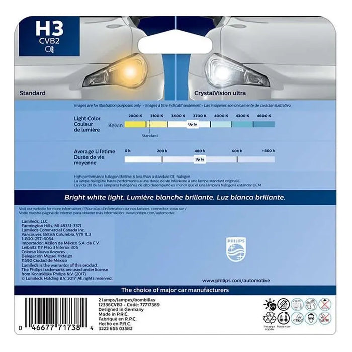 Philips Crystal Vision Ultra H3 Xenon HID Look Foglamp Bulb (pair) Philips