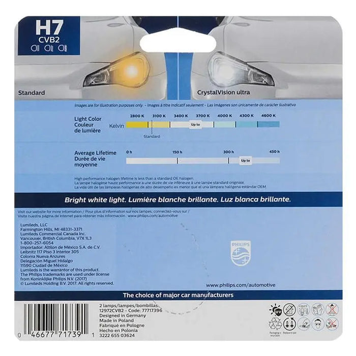 Philips Crystal Vision Ultra H7 Bright White Headlight Bulb (pair) Philips