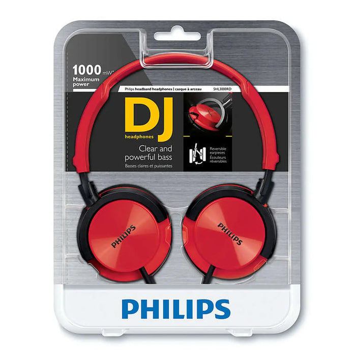 Philips SHL3000RD Adjustable On-Ear Headband Headphones with 75mm Cushioned Earpads Philips