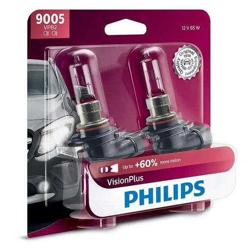 Philips Vision Plus 9005 65 Watts Halogen Car Headlight Bulb (pair) Philips