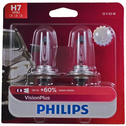 Philips Vision Plus H7 55W Upgrade Replacement Headlight Bulb (2 Pack) Philips