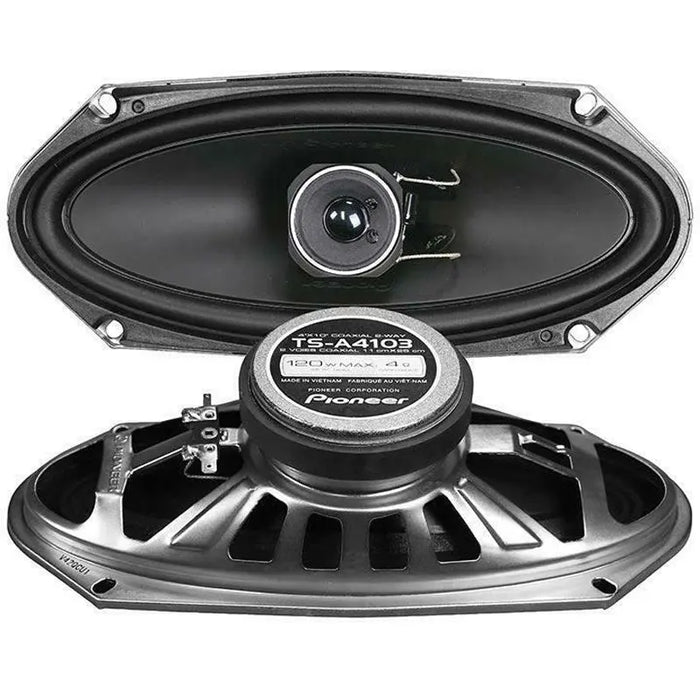 Pioneer TS-A4103 4" x 10" 2-way A-Series 120 Watts Max Coaxial Car Speakers Pioneer