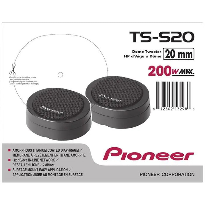 Pioneer TS-S20 20mm High Power 200 Watts Car Titanium Coated Tweeters Pioneer