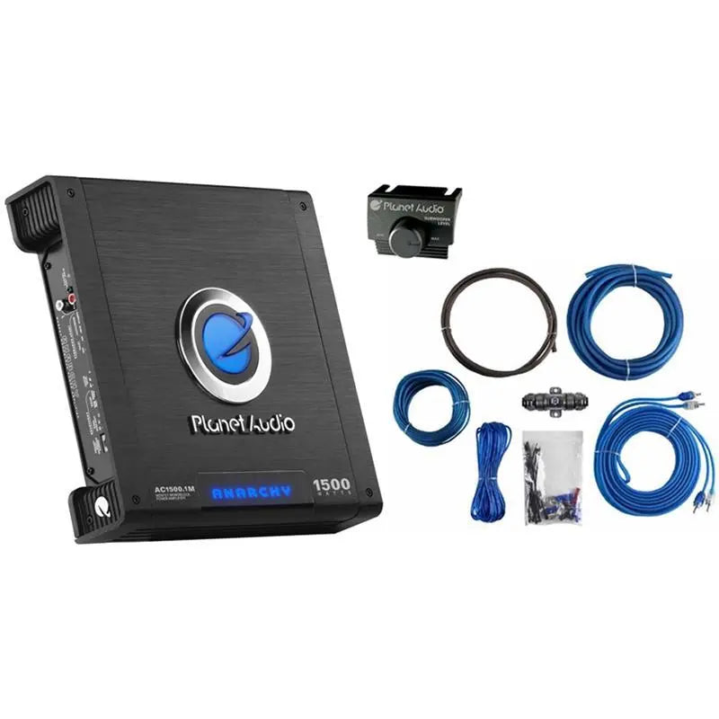 Planet Audio AC1500.1M 1500W Mono Amp w/ R2AK8 Amp Install Kit