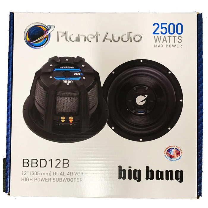 Planet Audio BBD12B 2500 Watts 12" Dual Voice Coil 4 Ohm Car Subwoofer (Black) Planet Audio