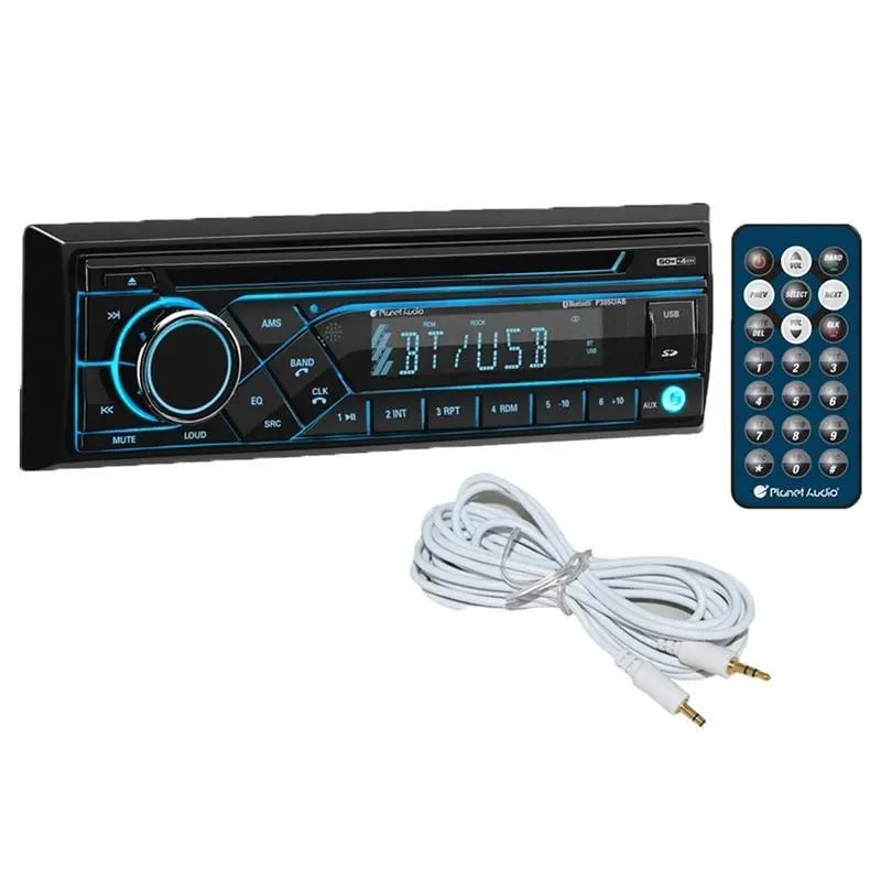 Planet Audio P385UAB Single DIN Bluetooth CD AM/FM Receiver + Free AUX Planet Audio