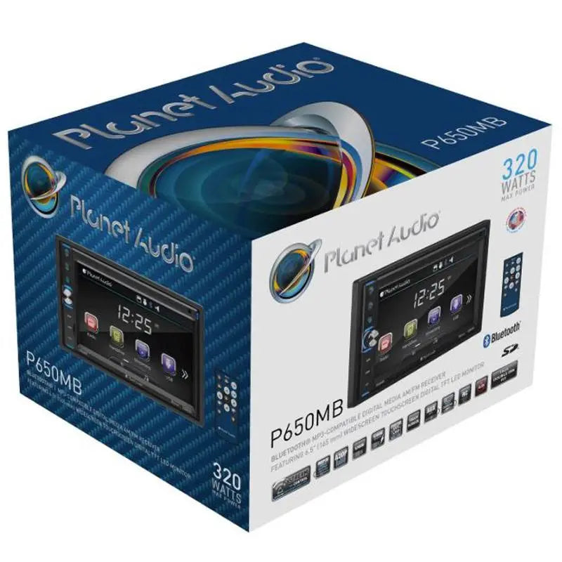 Planet Audio P650MB Touchscreen Stereo Bluetooth MP3 USB SD w/FREE AUX Cable Planet Audio