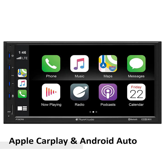 Planet Audio P70CPA-C 6.75 Inch Bluetooth Apple CarPlay Android Auto Digital Media Receiver Planet Audio