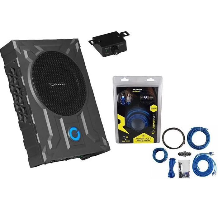 Planet Audio PA8W Low Profile 8" Amplified Subwoofer 800W + Amp Kit Planet Audio