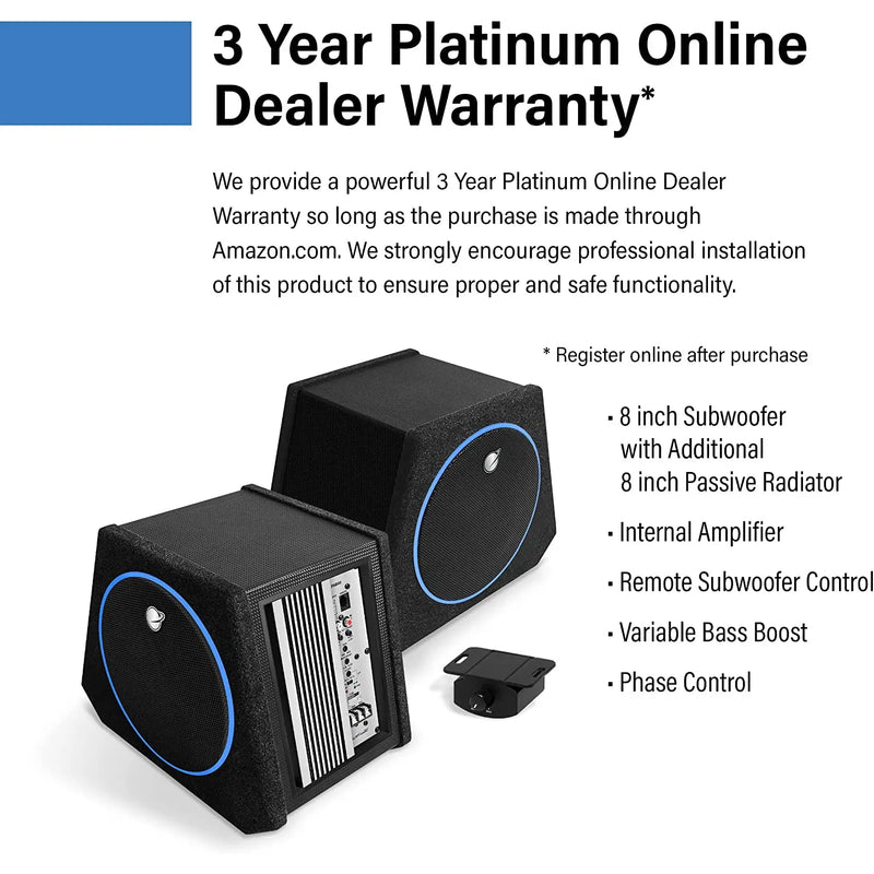 Planet Audio PAB80 8" 250W Amplified Subwoofer System with Enclosure (Each) Planet Audio