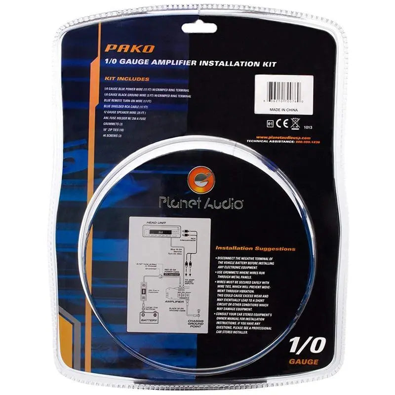 Planet Audio PAK0 0 Gauge Complete Amplifier Install Kit 1/0 AWG 0G Planet Audio