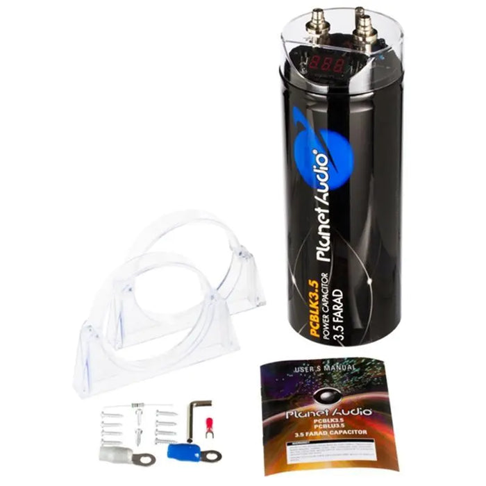 Planet Audio PCBLK3.5 3.5 Farad Capacitor w/ Digital Voltage Display Planet Audio