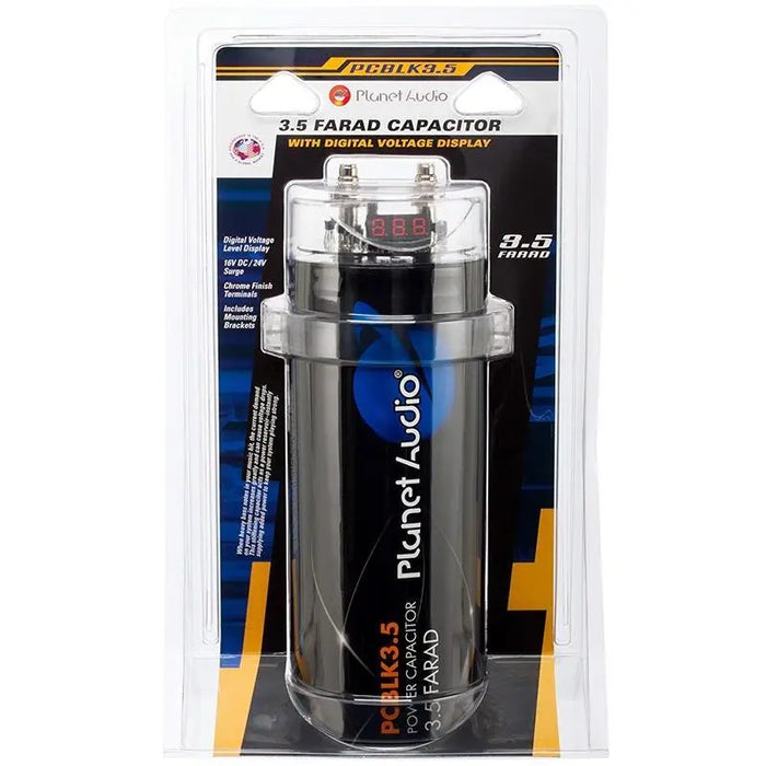 Planet Audio PCBLK3.5 3.5 Farad Capacitor w/ Digital Voltage Display Planet Audio