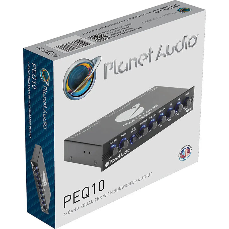 Planet Audio PEQ10 4 Band Pre-Amp Equalizer w/ Remote Subwoofer Level Control Planet Audio
