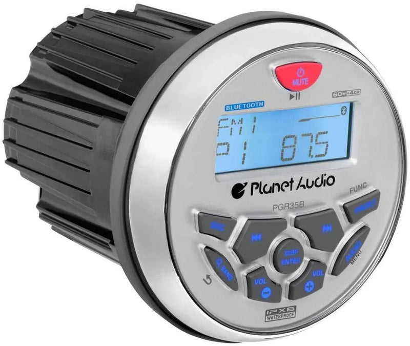 Planet Audio PGR35B Marine Bluetooth Receiver + 2 Pair of 6.5" Speaker Planet Audio