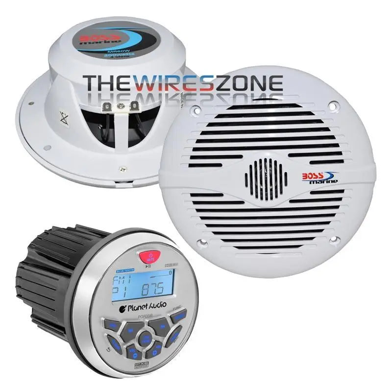 Planet Audio PGR35B Marine Bluetooth Receiver + Pair of 6.5" Speakers Planet Audio