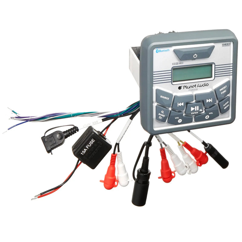 Planet Audio PGR45B Marine Gauge Receiver Bluetooth Weatherproof Multimedia Player Planet Audio