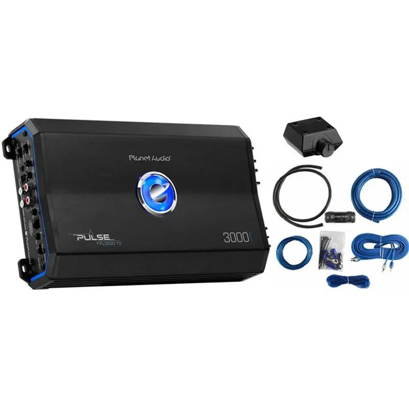 Planet Audio PL3000.1D Class D Monoblock Amp Pulse 3000W with 4 Gauge Amp Kit Planet Audio