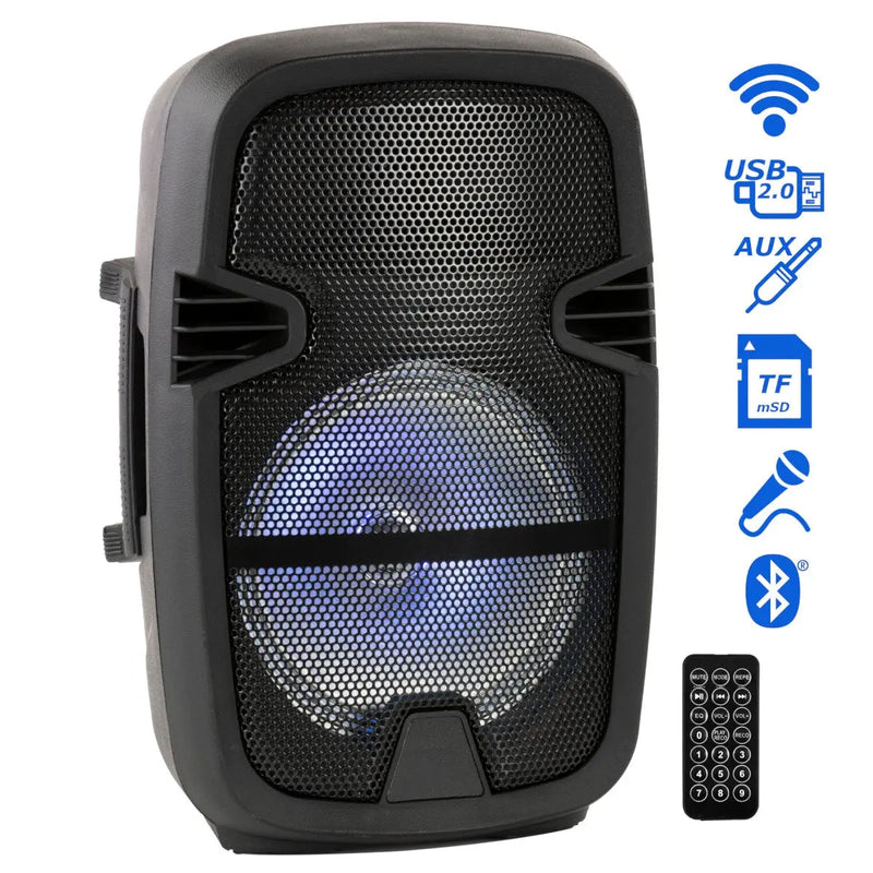 Portable 8" Bluetooth DJ Speaker 4500W Max Power PA Loudspeaker with LED, Remote The Wires Zone
