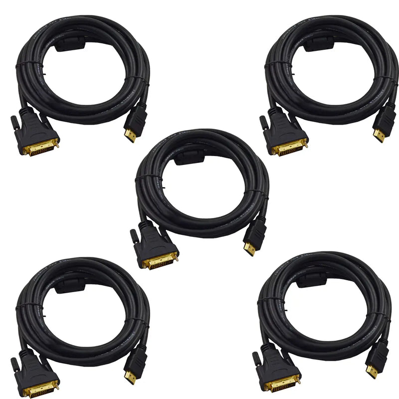 Premium HDMI Male to DVI Male Gold Adapter Cable HDTV 1080p LED LCD Cord (5ft - 14ft) The Wires Zone