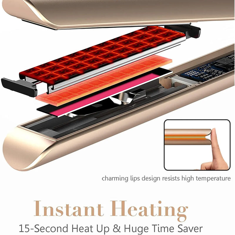 Professional Hair Straightener & Curler Ceramic Flat Iron 2-in-1 All Hair Types Others