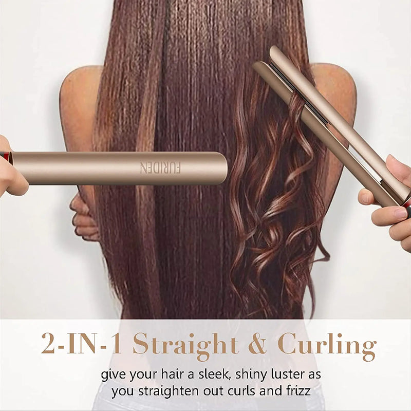 Professional Hair Straightener & Curler Ceramic Flat Iron 2-in-1 All Hair Types Others