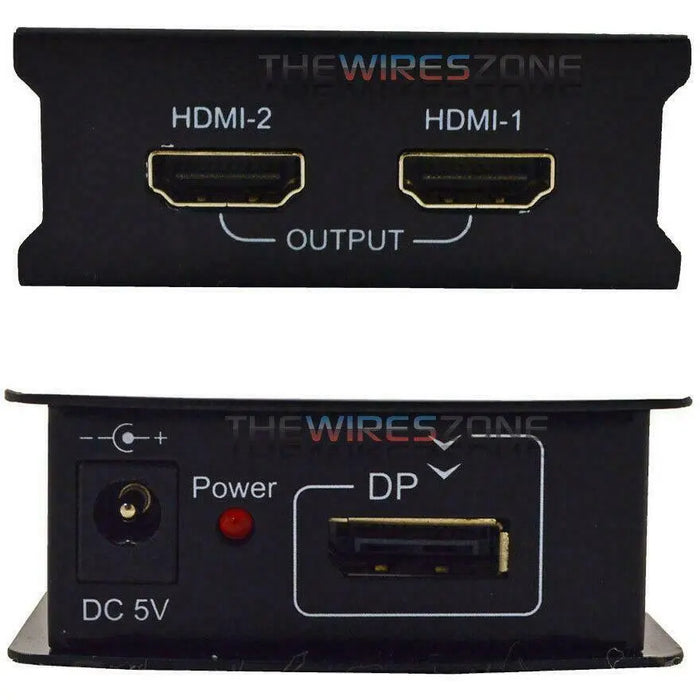 RF Link DHS-6120 2 Port Display Port DP to HDMI Splitter with TV Wall Support The Wires Zone