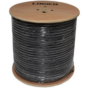 RG59 Siamese Coax Outdoor Gel 20AWG 95% Braid 3.0Ghz 1000' Black Cable Logico