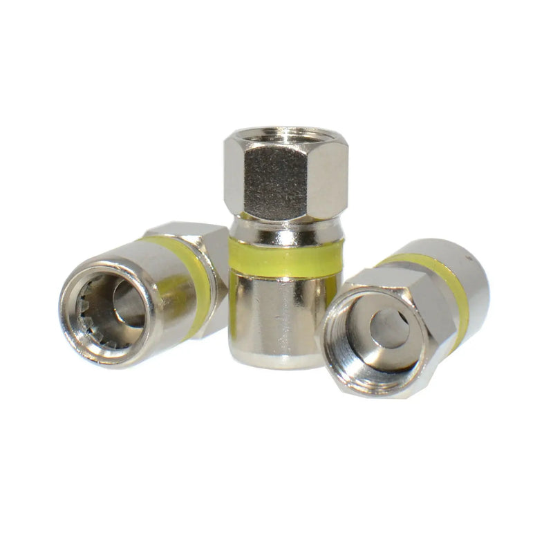RG6 Quad Shield Coaxial to Self Lock F-Type Compression Connector (10-100 Pack) Logico