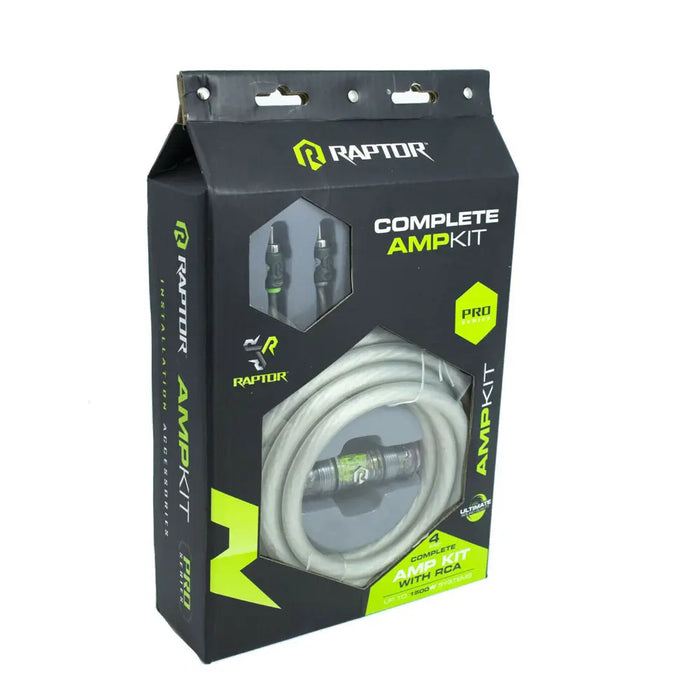 Raptor R5A4 Pro Series 1500W 4 AWG Amp Kit with RCA Cable Oxygen Free