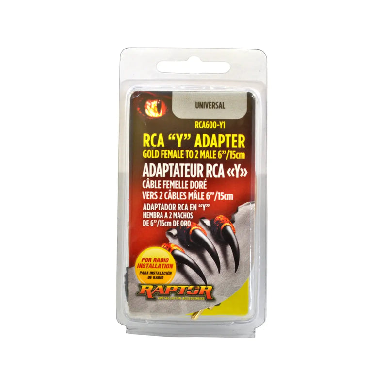Raptor RCA600-Y1 6-inch 2 Male to 1 Female RCA Y Adapter Splitter Audio Cable 6" (1-10 Pack) Raptor