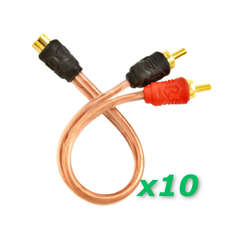 Raptor RCA600-Y1 6-inch 2 Male to 1 Female RCA Y Adapter Splitter Audio Cable 6" (1-10 Pack) Raptor