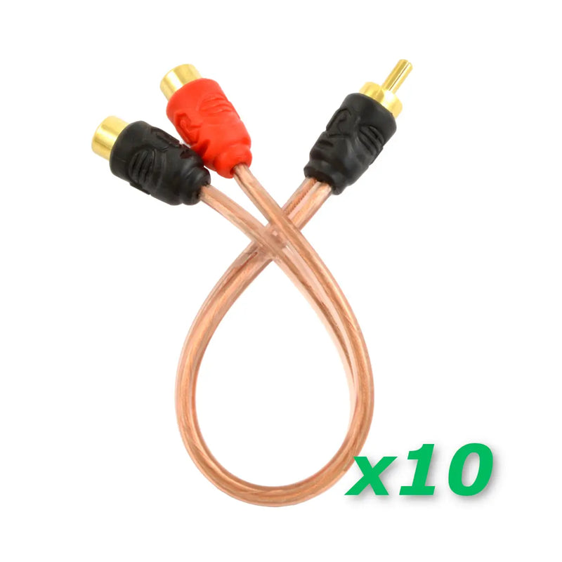 Raptor RCA600-Y2 6-inch Gold Male to 2 Female RCA Y Adapter Splitter Audio Cable 6" (1-10 pack) Raptor