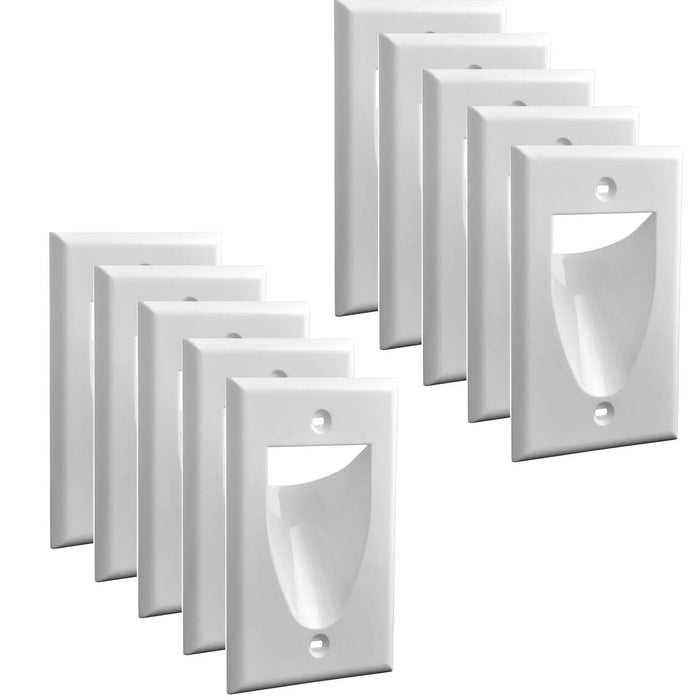 Recessed Single 1 Gang Low Voltage Cable Wall Plate White (1-20 Pack) The Wires Zone
