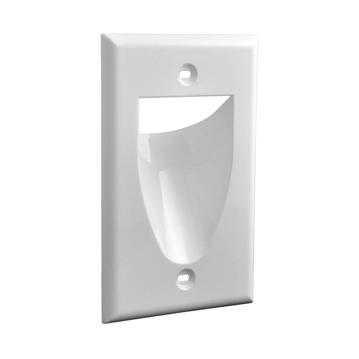 Recessed Single Gang Low Voltage Cable Wall Plate White (1-20 Pack) The Wires Zone