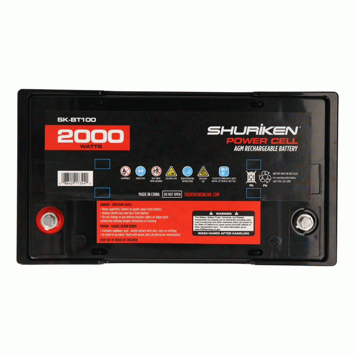 Shuriken SK-BT100 2000 Watts 100 Amp Hours Large Size AGM 12V Battery