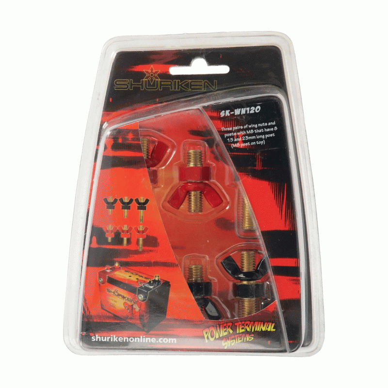 Shuriken SK-WN120 Positive/Negative Wingnut Power Terminal (3 Pairs)